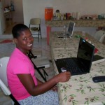 Ginette with new laptop Ginette with new laptop