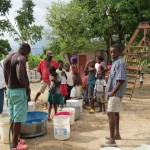 Lining up for water