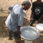 Filling pan to wash clothes