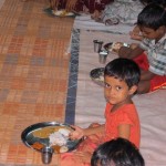 Little girl enjoying meal after church