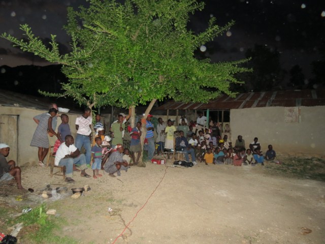 Voodoo village watching Jesus film