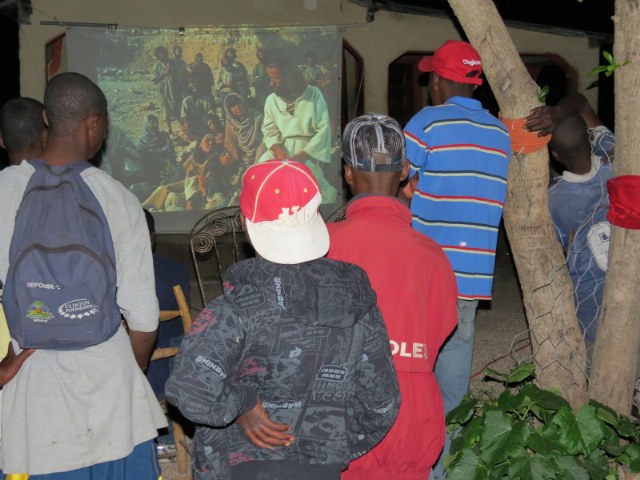 Voodoo village watching Jesus film