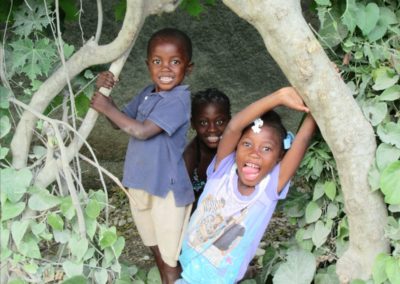 three young children in Haiti